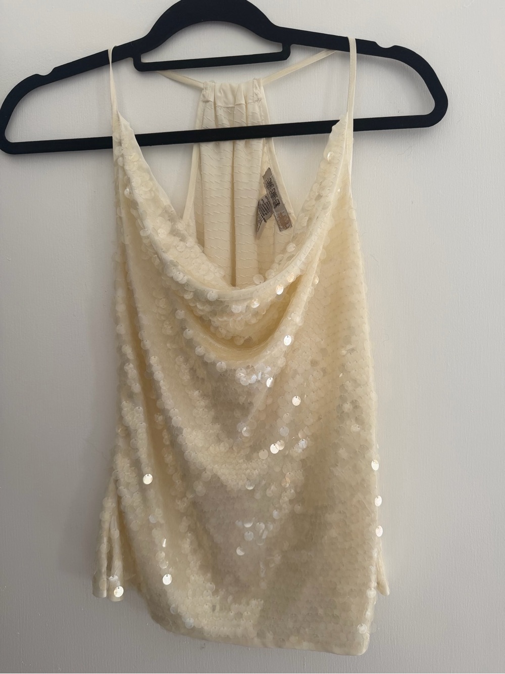 BCBGMaxAzria Cream Sequin Halter Camisole - Picture 2 of 6